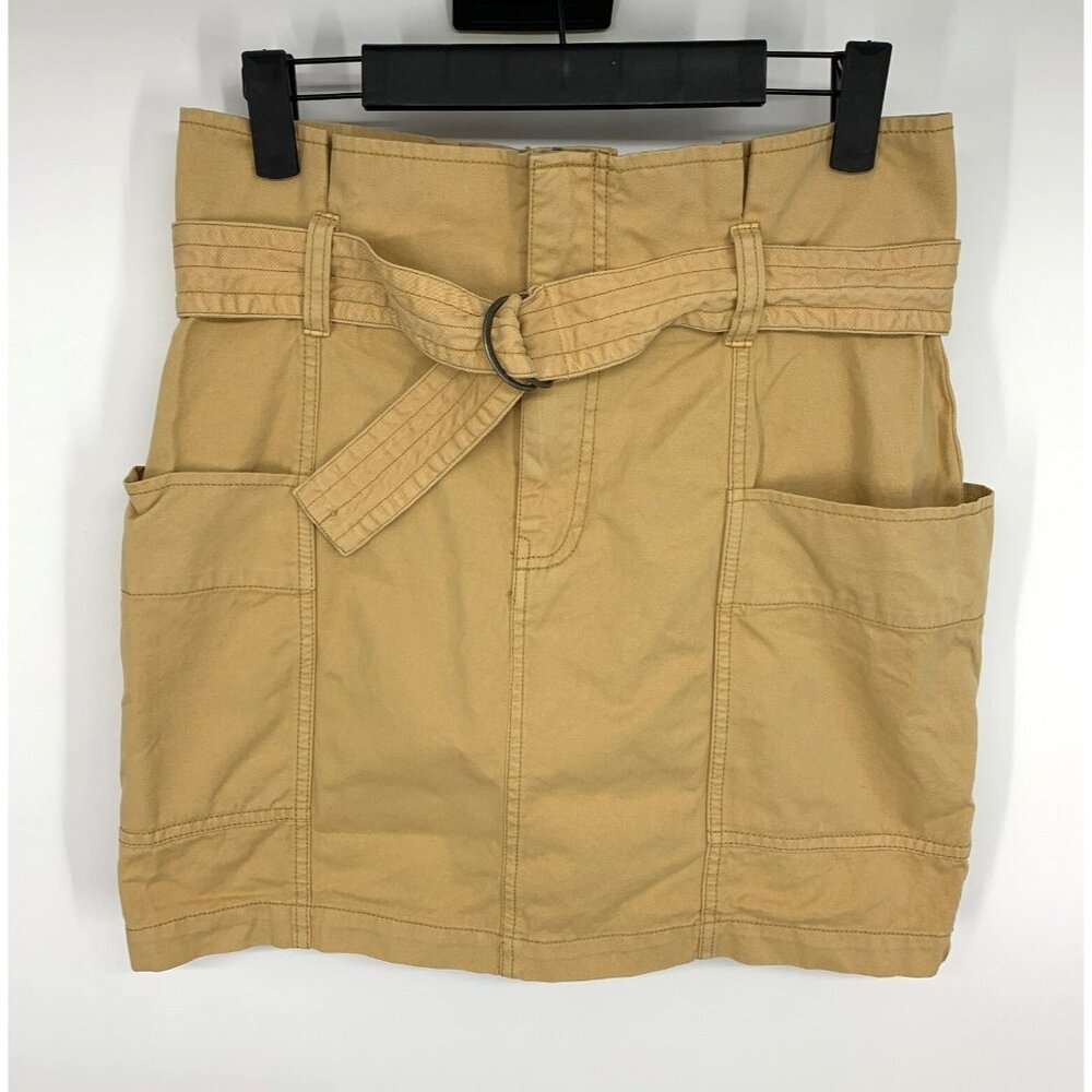 High-Waist Utility Mini Skirt with Belt - Tan